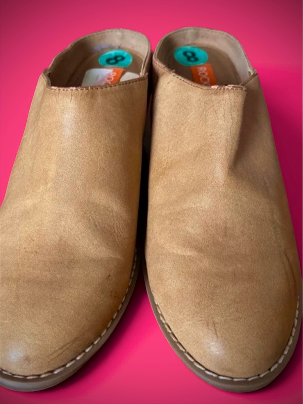 Rocket Dog Women's Size 8 Mule Clogs Tan Faux Suede Slip On Flats